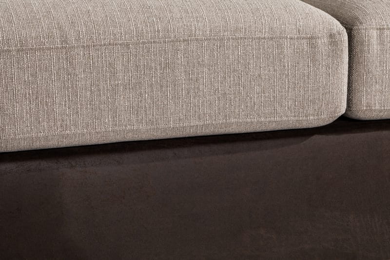 Cuba 4-seters Venstrevendt L-formet Sjeselongsofa i Kunstlær/Stoff - Brun / Beige - Møbler - Sofaer - Sofa med sjeselong