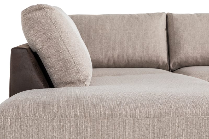 Cuba 4-seters Venstrevendt L-formet Sjeselongsofa i Kunstlær/Stoff - Brun / Beige - Møbler - Sofaer - Sofa med sjeselong