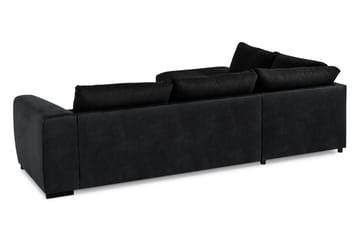 Cuba 4-seters Venstrevendt L-formet Sjeselongsofa i Kunstlær/Stoff - Grå / Svart - Møbler - Sofaer - Sofa med sjeselong