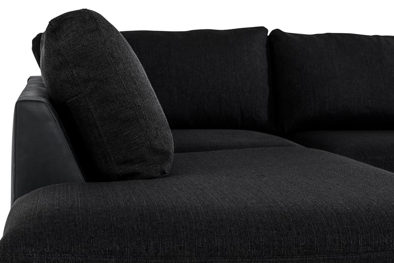 Cuba 4-seters Venstrevendt L-formet Sjeselongsofa i Kunstlær/Stoff - Grå / Svart - Møbler - Sofaer - Sofa med sjeselong