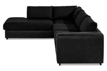 Cuba 4-seters Venstrevendt L-formet Sjeselongsofa i Kunstlær/Stoff - Grå / Svart - Møbler - Sofaer - Sofa med sjeselong