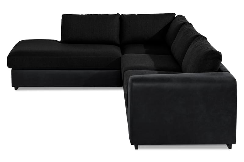 Cuba 4-seters Venstrevendt L-formet Sjeselongsofa i Kunstlær/Stoff - Grå / Svart - Møbler - Sofaer - Sofa med sjeselong