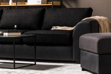 Cuba 4-seters Venstrevendt L-formet Sjeselongsofa i Kunstlær/Stoff - Grå / Svart - Møbler - Sofaer - Sofa med sjeselong