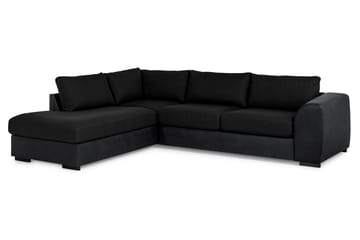 Cuba 4-seters Venstrevendt L-formet Sjeselongsofa i Kunstlær/Stoff - Grå / Svart - Møbler - Sofaer - Sofa med sjeselong