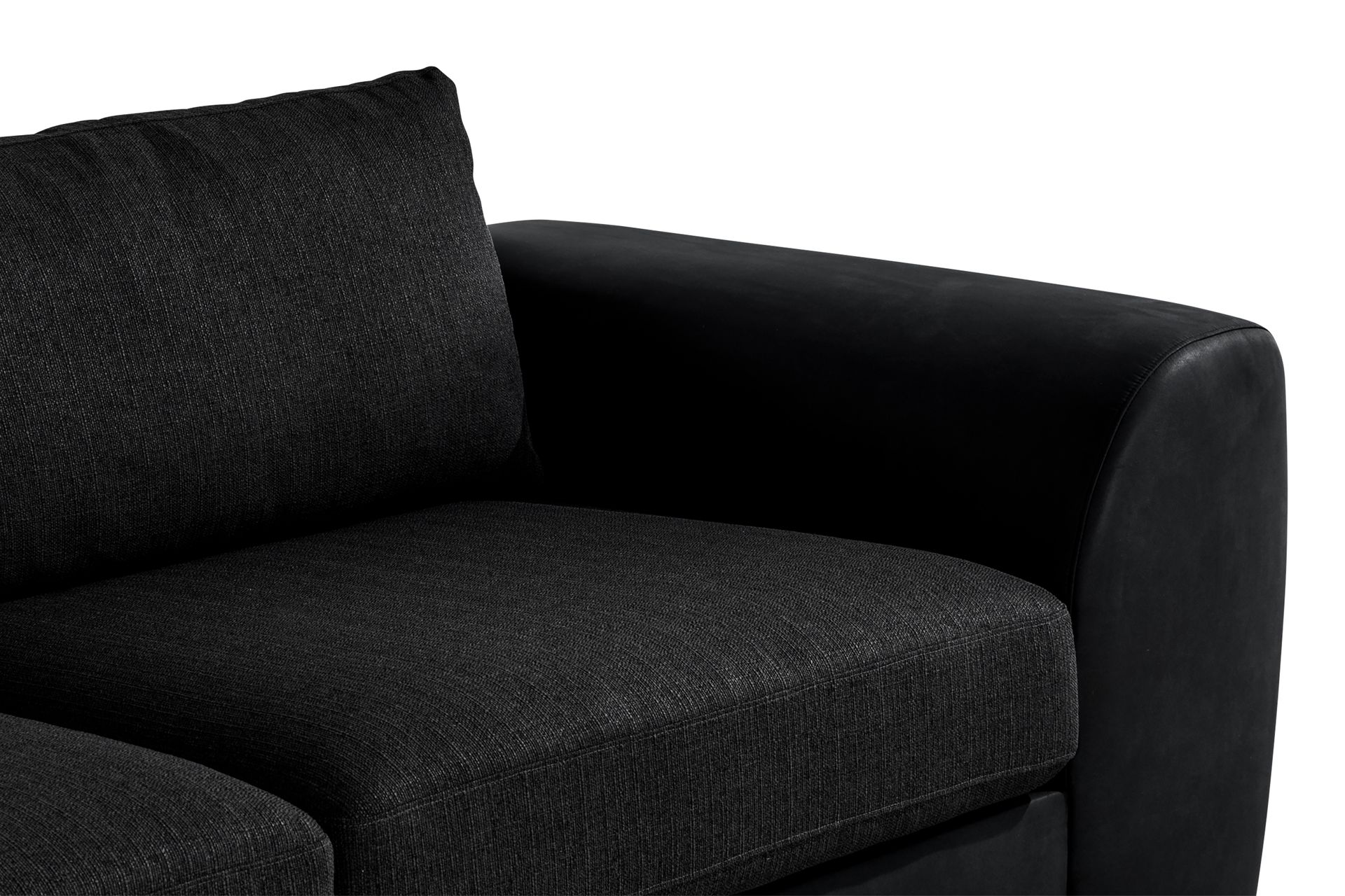 Cuba 4-seters Venstrevendt L-formet Sjeselongsofa i Kunstlær/Stoff - Grå / Svart - Møbler - Sofaer - Sofa med sjeselong