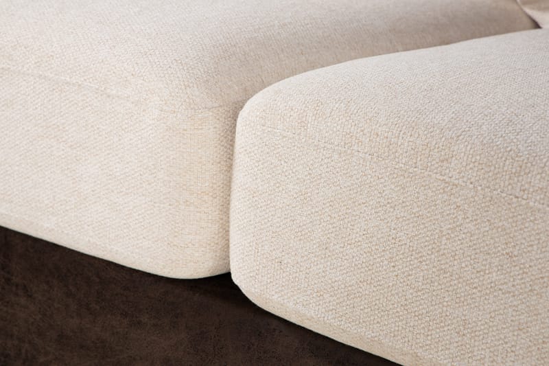 Cuba 4-seters Venstrevendt L-formet Sjeselongsofa i Kunstlær/Stoff inkl. Pynteputer - Brun / Beige - Møbler - Sofaer - Sofa med sjeselong