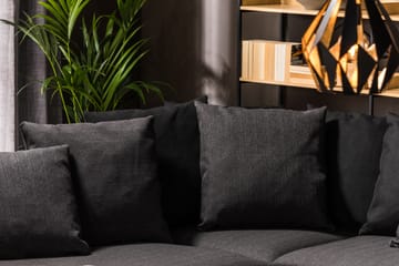 Cuba 4-seters Venstrevendt L-formet Sjeselongsofa i Kunstlær/Stoff inkl. Pynteputer - Svart / Grå - Møbler - Sofaer - Sofa med sjeselong