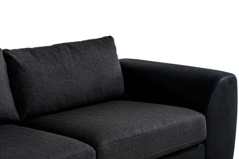 Cuba 4-seters Venstrevendt L-formet Sjeselongsofa i Kunstlær/Stoff - Svart / Grå - Møbler - Sofaer - Sofa med sjeselong
