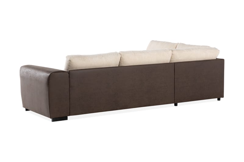 Cuba 4-seters Venstrevendt L-formet Sjeselongsofa i Manchester/Kunstlær - Brun / Beige - Møbler - Sofaer - Sofa med sjeselong