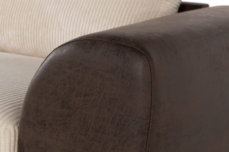 Cuba 4-seters Venstrevendt L-formet Sjeselongsofa i Manchester/Kunstlær - Brun / Beige - Møbler - Sofaer - Sofa med sjeselong