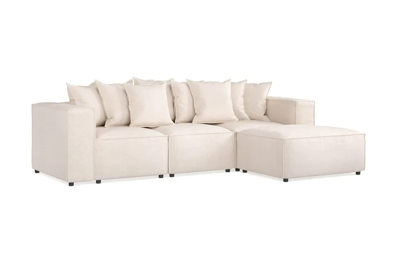 Cubo 4-seters Dyp Modulsofa med Divan i Stoff - Beige - Møbler - Sofaer - Sofa med sjeselong - 3 seters sofa med divan