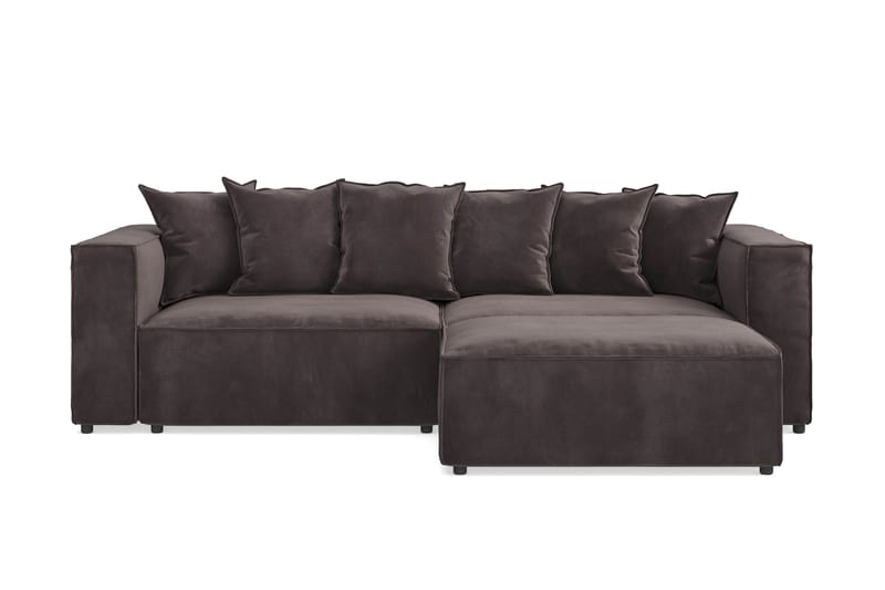 Cubo 4-seters L-formet Dyp Modulsofa med Divan i Fløyel - Mørk grå - Møbler - Sofaer - Sofa med sjeselong