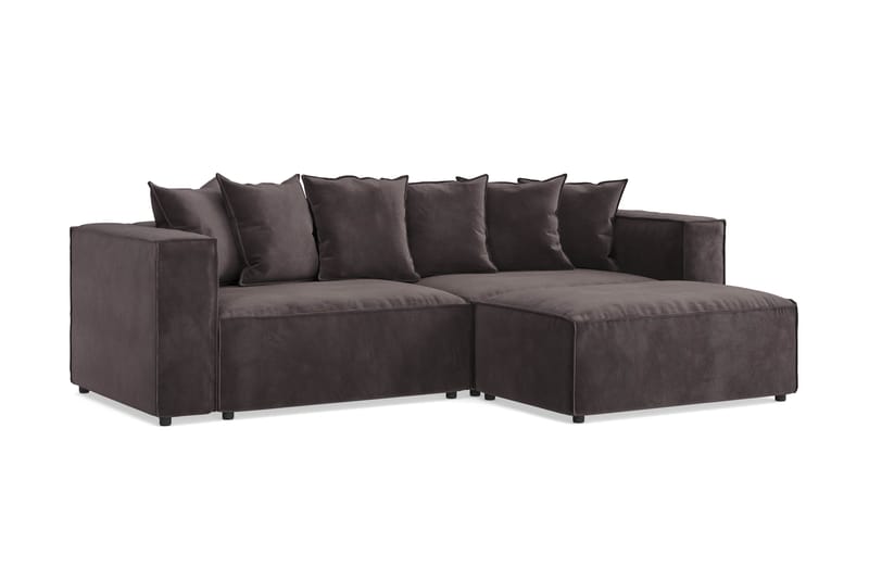 Cubo 4-seters L-formet Dyp Modulsofa med Divan i Fløyel - Mørk grå - Møbler - Sofaer - Sofa med sjeselong
