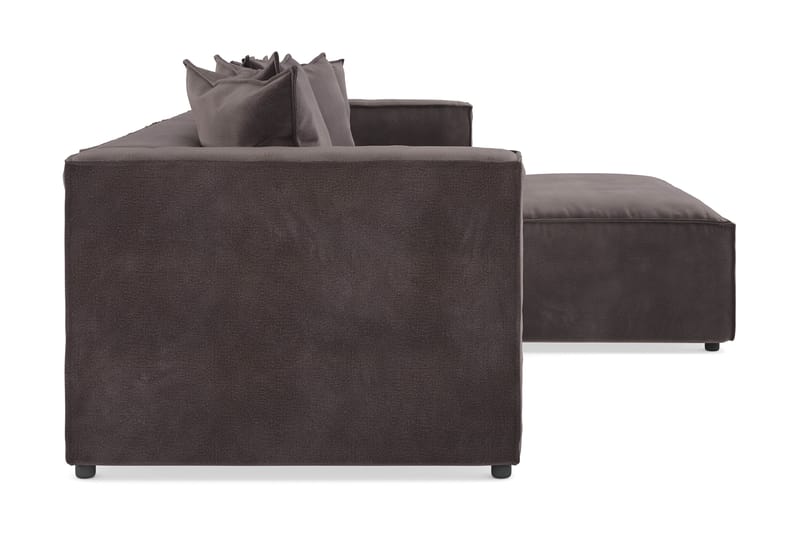 Cubo 4-seters L-formet Dyp Modulsofa med Divan i Fløyel - Mørk grå - Møbler - Sofaer - Sofa med sjeselong