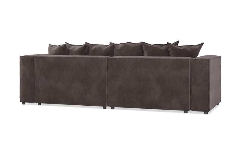 Cubo 4-seters L-formet Dyp Modulsofa med Divan i Fløyel - Mørk grå - Møbler - Sofaer - Sofa med sjeselong