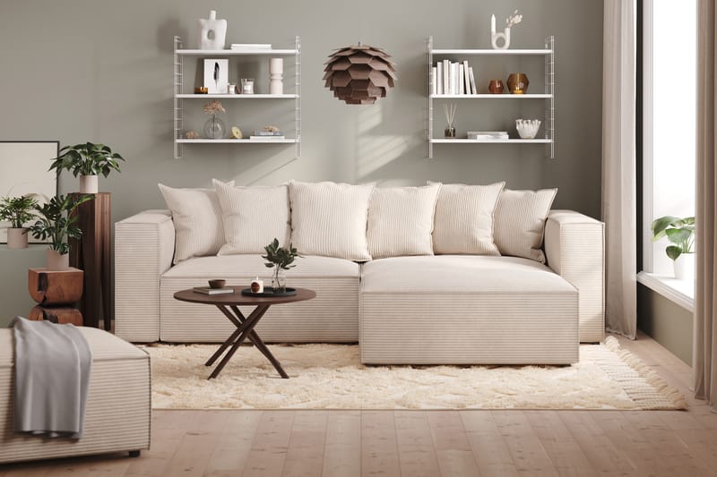 Cubo 4-seters L-formet Dyp Modulsofa med Divan i Manchester - Beige - Møbler - Sofaer - Sofa med sjeselong