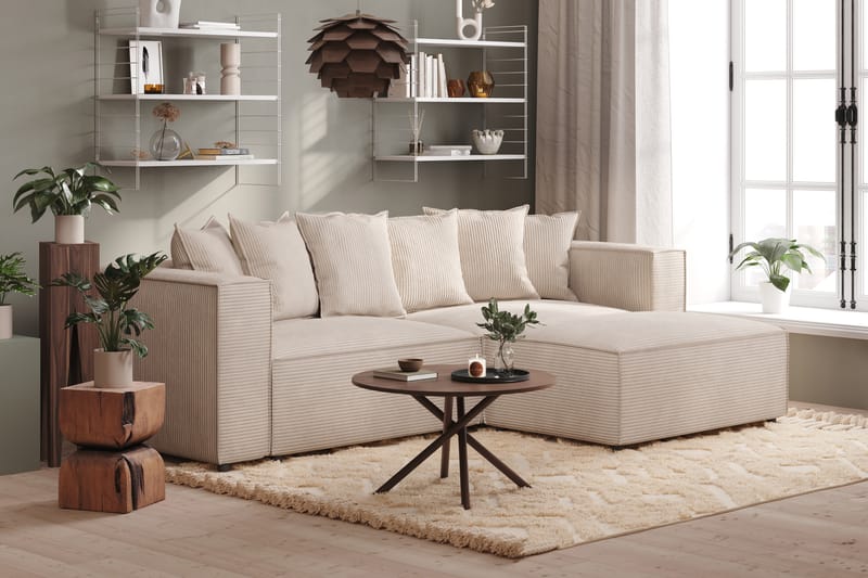 Cubo 4-seters L-formet Dyp Modulsofa med Divan i Manchester - Beige - Møbler - Sofaer - Sofa med sjeselong