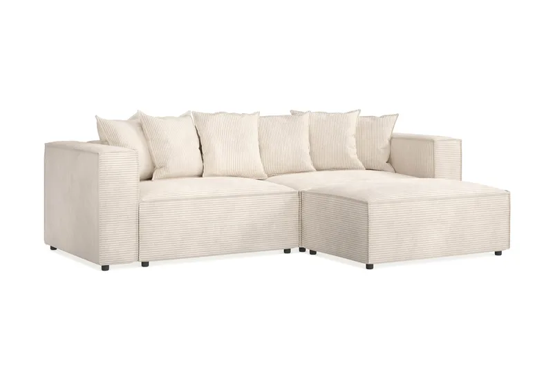 Cubo 4-seters L-formet Dyp Modulsofa med Divan i Manchester - Beige - Møbler - Sofaer - Sofa med sjeselong