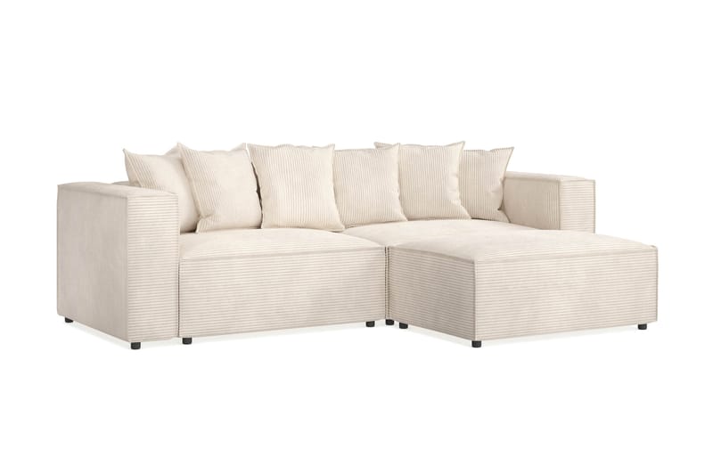 Cubo 4-seters L-formet Dyp Modulsofa med Divan i Manchester - Beige - Møbler - Sofaer - Sofa med sjeselong