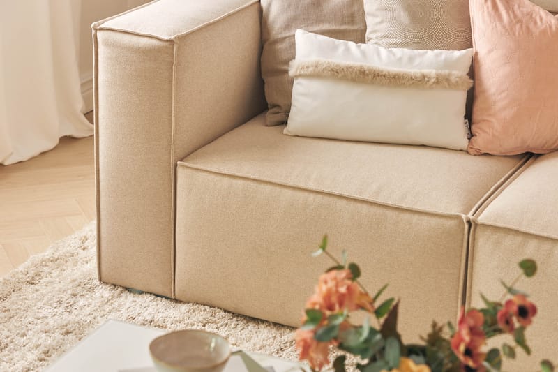 Cubo 4-seters L-formet Dyp Modulsofa med Divan i Stoff - Beige - Møbler - Sofaer - Sofa med sjeselong