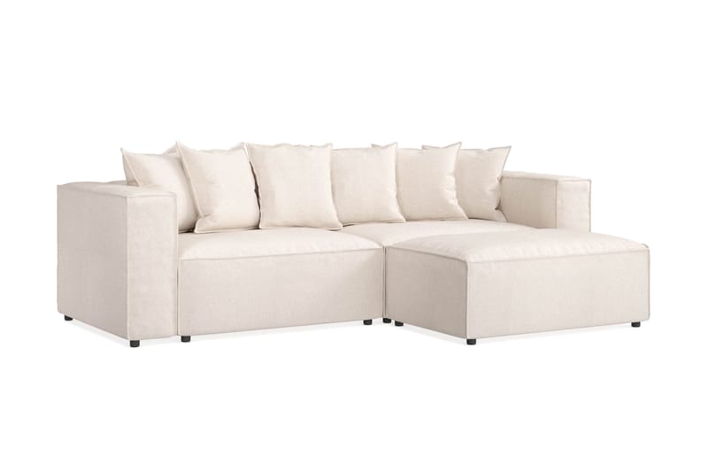 Cubo 4-seters L-formet Dyp Modulsofa med Divan i Stoff - Beige - Møbler - Sofaer - Sofa med sjeselong