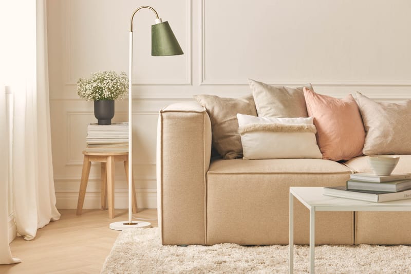 Cubo 4-seters L-formet Dyp Modulsofa med Divan i Stoff - Beige - Møbler - Sofaer - Sofa med sjeselong