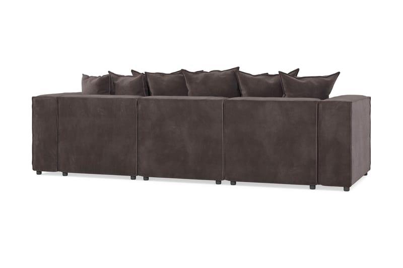 Cubo 4-seters Vendbar L-formet Dyp Modulsofa med Divan i Fløyel - Mørk grå - Møbler - Sofaer - Sofa med sjeselong - 3 seters sofa med divan