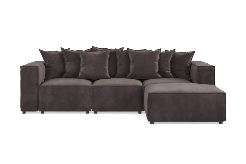 Cubo 4-seters Vendbar L-formet Dyp Modulsofa med Divan i Fløyel - Mørk grå - Møbler - Sofaer - Sofa med sjeselong