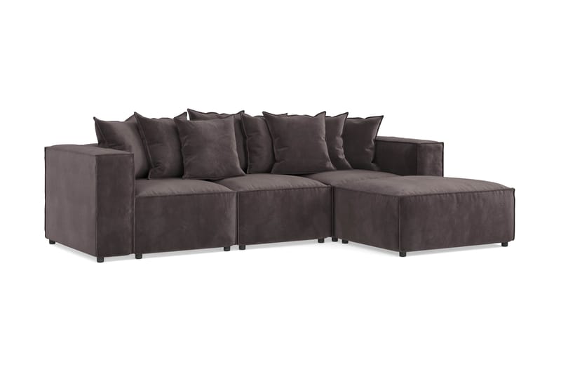 Cubo 4-seters Vendbar L-formet Dyp Modulsofa med Divan i Fløyel - Mørk grå - Møbler - Sofaer - Sofa med sjeselong