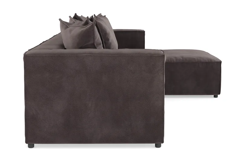 Cubo 4-seters Vendbar L-formet Dyp Modulsofa med Divan i Fløyel - Mørk grå - Møbler - Sofaer - Sofa med sjeselong - 3 seters sofa med divan