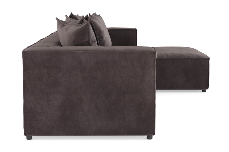 Cubo 4-seters Vendbar L-formet Dyp Modulsofa med Divan i Fløyel - Mørk grå - Møbler - Sofaer - Sofa med sjeselong - 3 seters sofa med divan