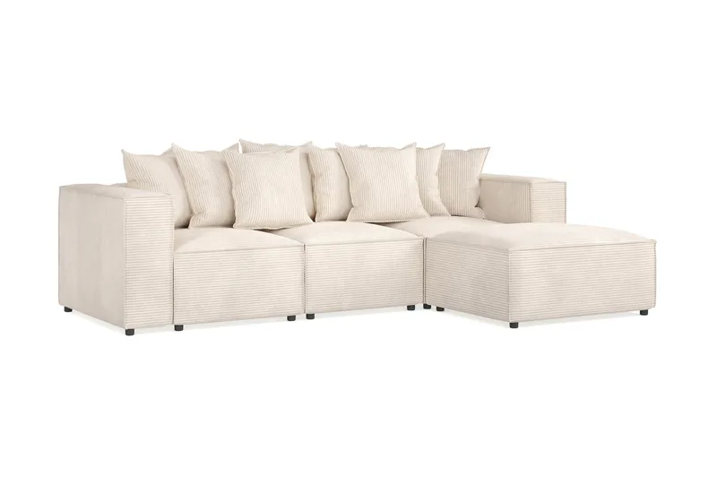 Cubo 4-seters Vendbar L-formet Dyp Modulsofa med Divan i Manchester - Beige - Møbler - Sofaer - Sofa med sjeselong - 3 seters sofa med divan