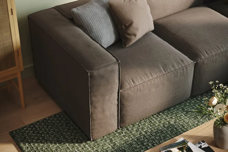 Cubo 4-seters Vendbar L-formet Dyp Modulsofa med Divan i Stoff - Grå - Møbler - Sofaer - Sofa med sjeselong - 3 seters sofa med divan