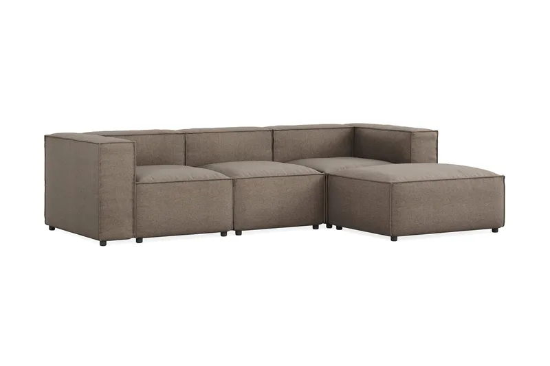 Cubo 4-seters Vendbar L-formet Dyp Modulsofa med Divan i Stoff - Grå - Møbler - Sofaer - Sofa med sjeselong - 3 seters sofa med divan