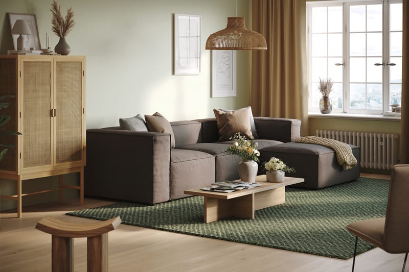 Cubo 4-seters Vendbar L-formet Dyp Modulsofa med Divan i Stoff - Grå - Møbler - Sofaer - Sofa med sjeselong