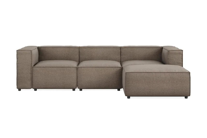 Cubo 4-seters Vendbar L-formet Dyp Modulsofa med Divan i Stoff - Grå - Møbler - Sofaer - Sofa med sjeselong - 3 seters sofa med divan