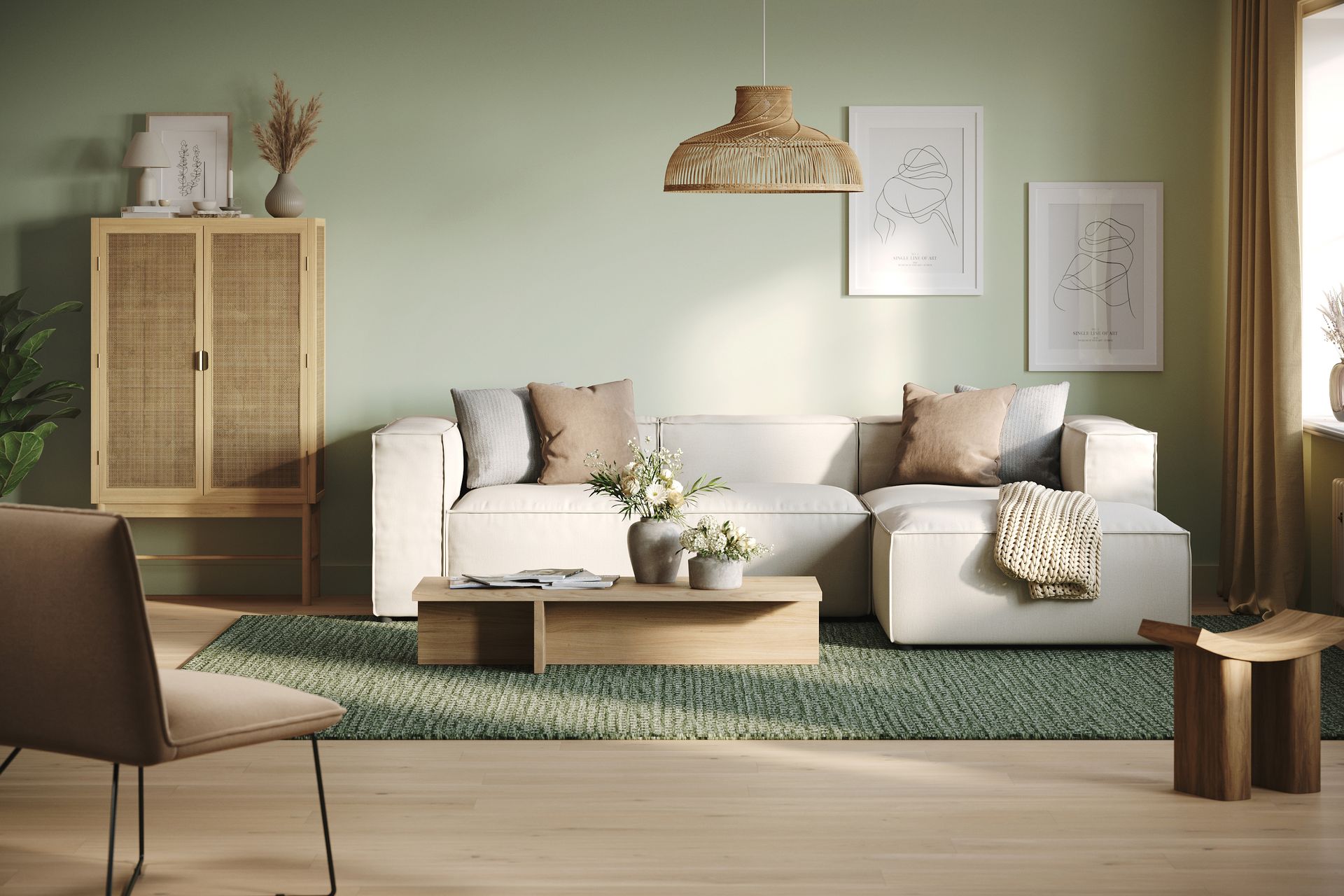 Cubo 4-seters Vendbar L-formet Dyp Modulsofa med Divan i Stoff - Hvit - Møbler - Sofaer - Sofa med sjeselong