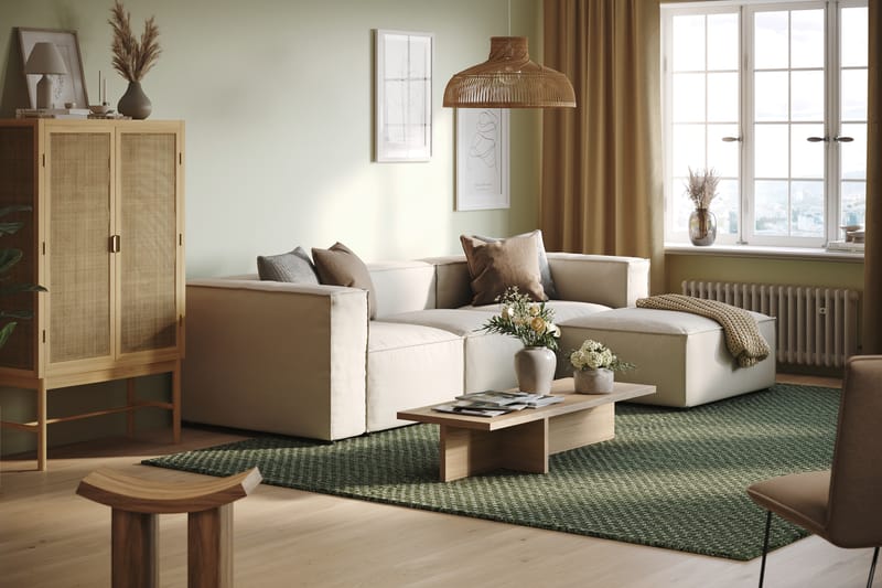 Cubo 4-seters Vendbar L-formet Dyp Modulsofa med Divan i Stoff - Hvit - Møbler - Sofaer - Sofa med sjeselong