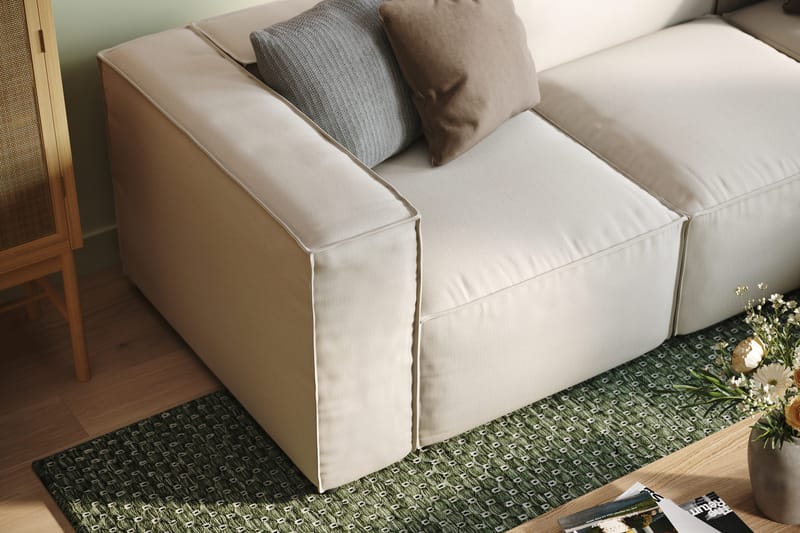Cubo 4-seters Vendbar L-formet Dyp Modulsofa med Divan i Stoff - Hvit - Møbler - Sofaer - Sofa med sjeselong - 3 seters sofa med divan