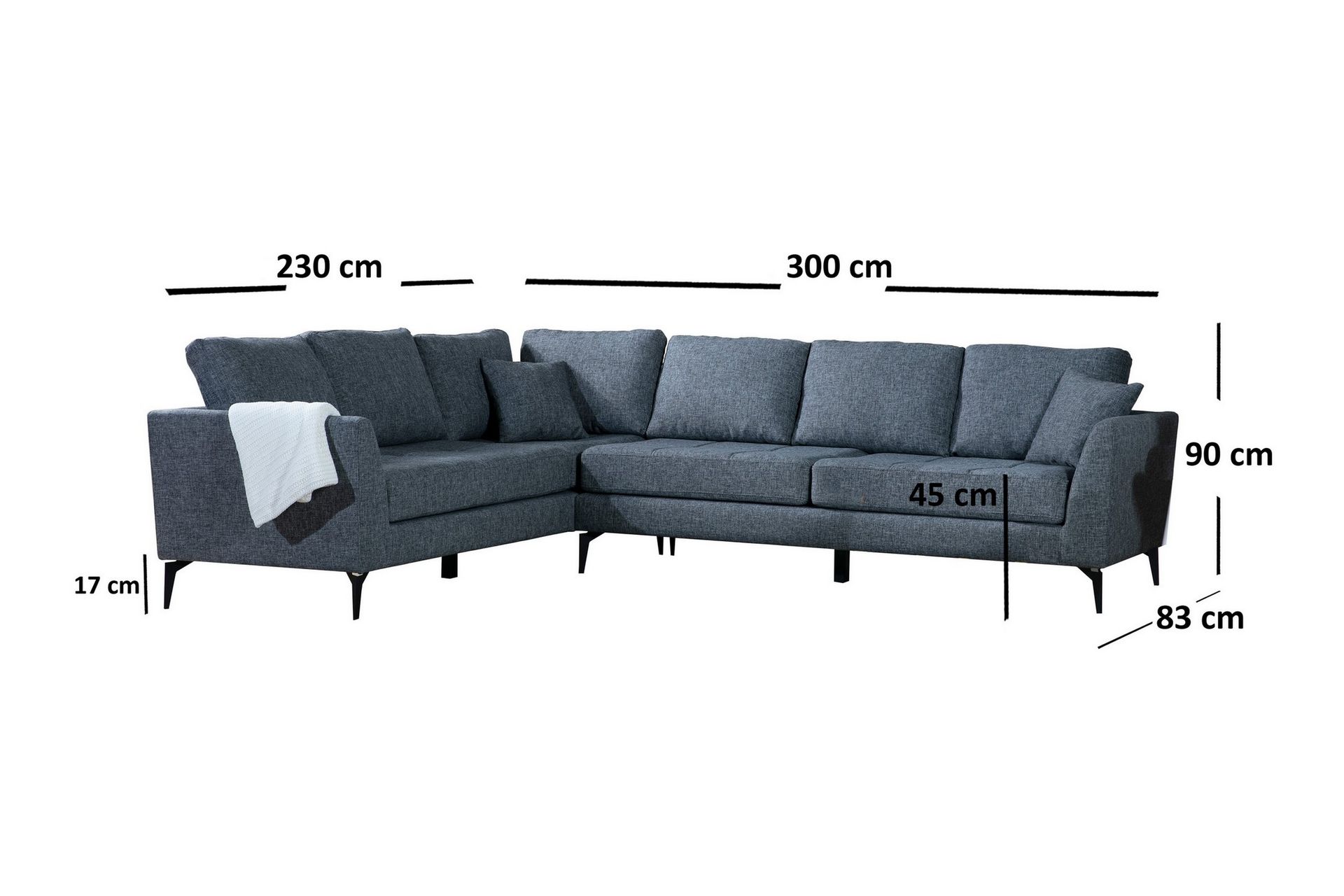 Destinye Hjørnesofa med Divan Venstre - Grå - Møbler - Sofaer - Sofa med sjeselong