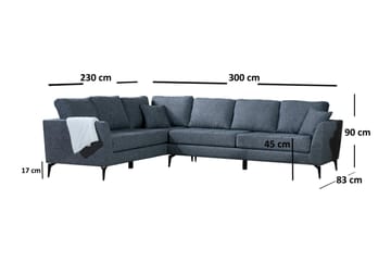 Destinye Hjørnesofa med Divan Venstre - Grå - Møbler - Sofaer - Sofa med sjeselong
