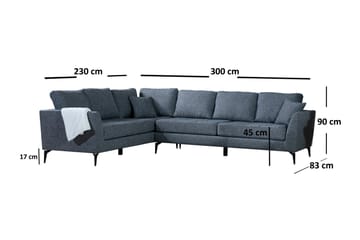 Destinye Hjørnesofa med Divan Venstre - Grå - Møbler - Sofaer - Hjørnesofa