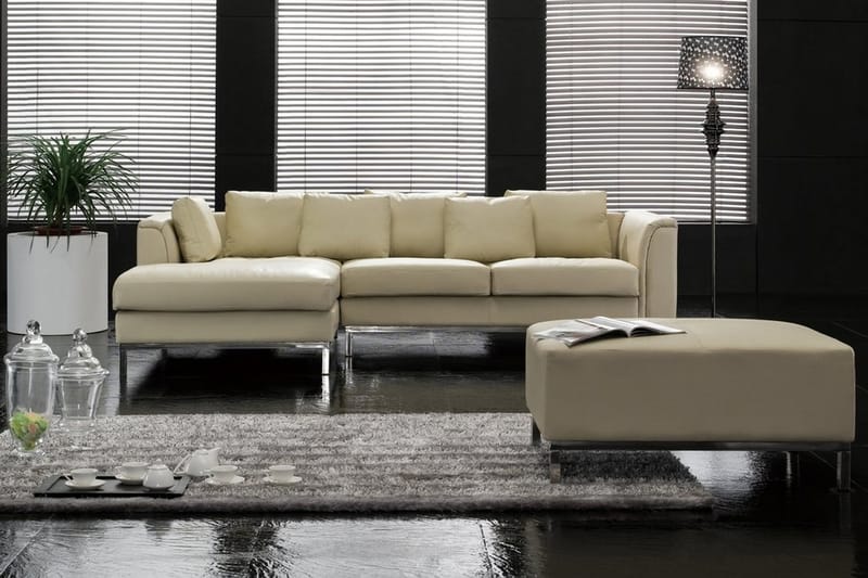 Dugard Hjørnesofa Høyre - Beige/Lær - Møbler - Sofaer - Sofa med sjeselong