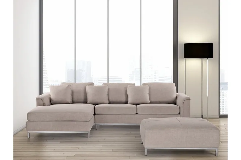 Dugard Hjørnesofa Høyre + Fotskammel, Beige