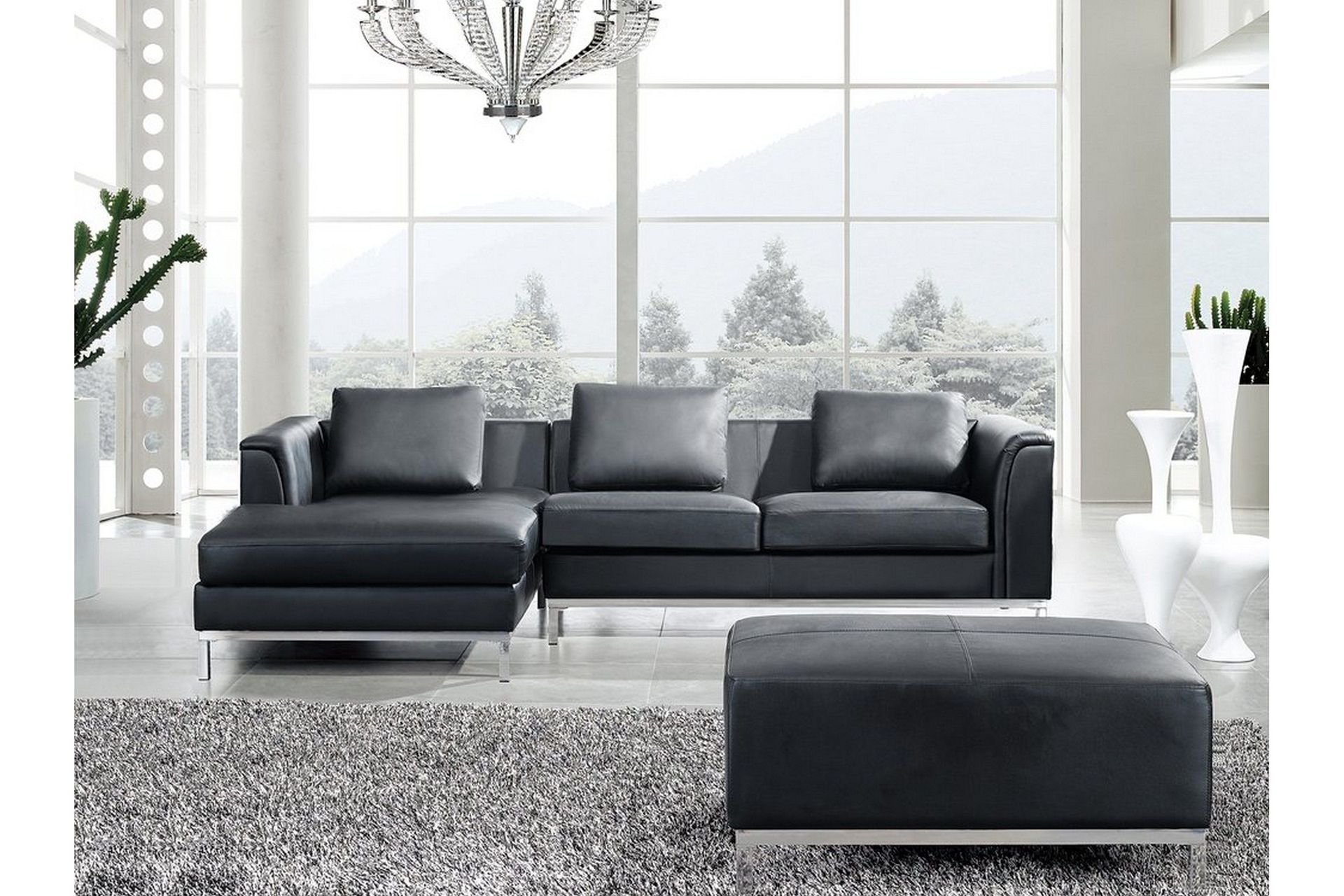 Dugard Hjørnesofa Høyre - Svart/Lær