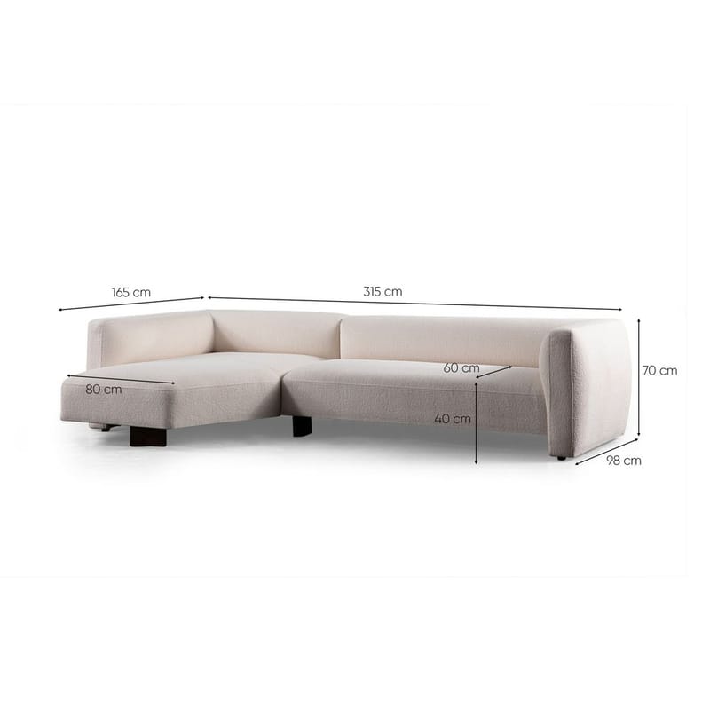 Elvaris 4-seters sofa med Sjeselong - Hvit - Møbler - Sofaer - Sofa med sjeselong
