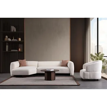 Elvaris 4-seters sofa med Sjeselong - Hvit - Møbler - Sofaer - Sofa med sjeselong