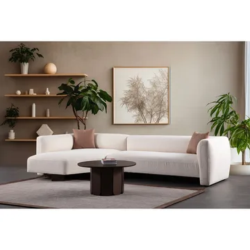 Elvaris 4-seters sofa med Sjeselong - Hvit - Møbler - Sofaer - Sofa med sjeselong
