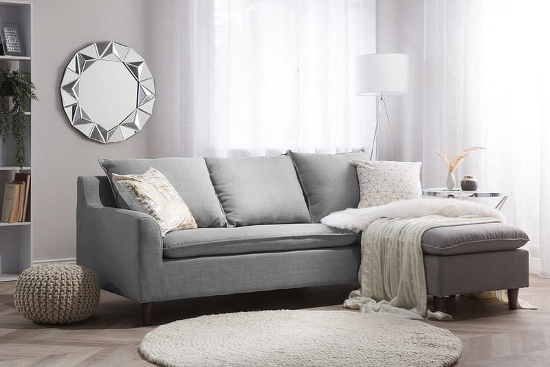 Elvenes Hjørnesofa 206 cm - Grå - Sofa med sjeselong - 4 seters sofa med divan