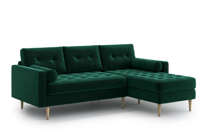 Esmeralde 4-seter Divansofa - Mørkegrønn - Sofa med sjeselong - 4 seters sofa med divan